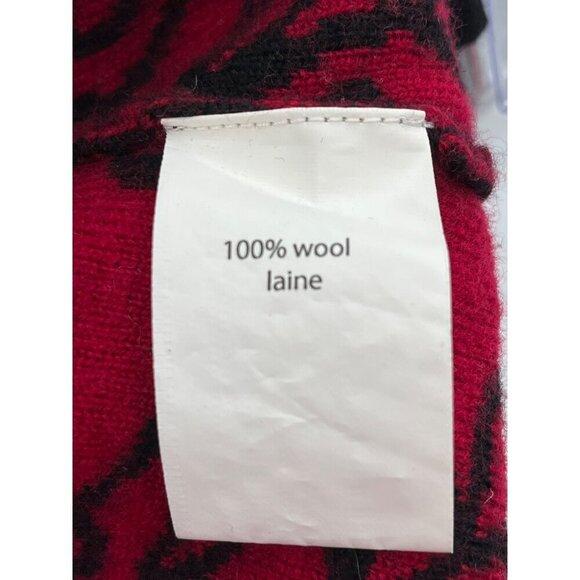 Neve Womens Hooded Knit Sweater Jacket With Belt - Size Small Red & Black Floral - Picture 8 of 11